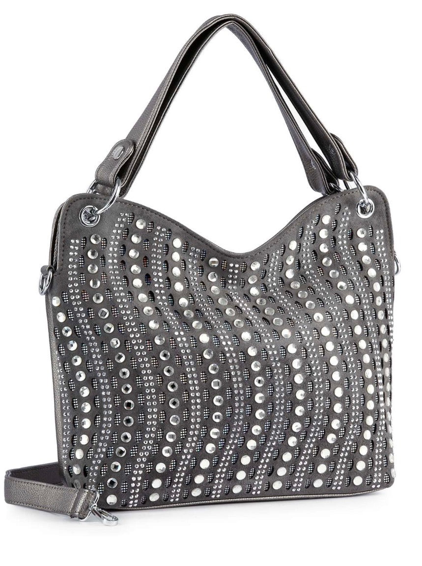 Crystal and Rhinestone Pewter Bling Handbag