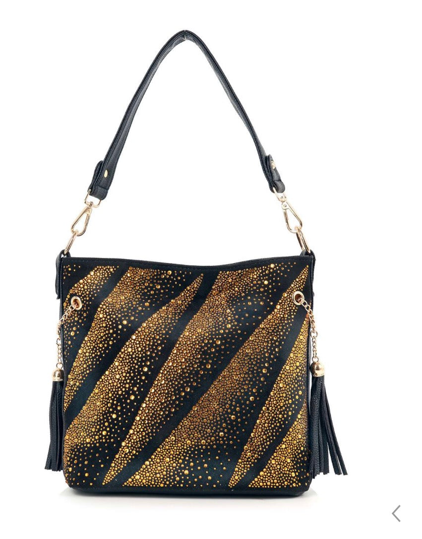 Gold Zig Zag Bling Handbag