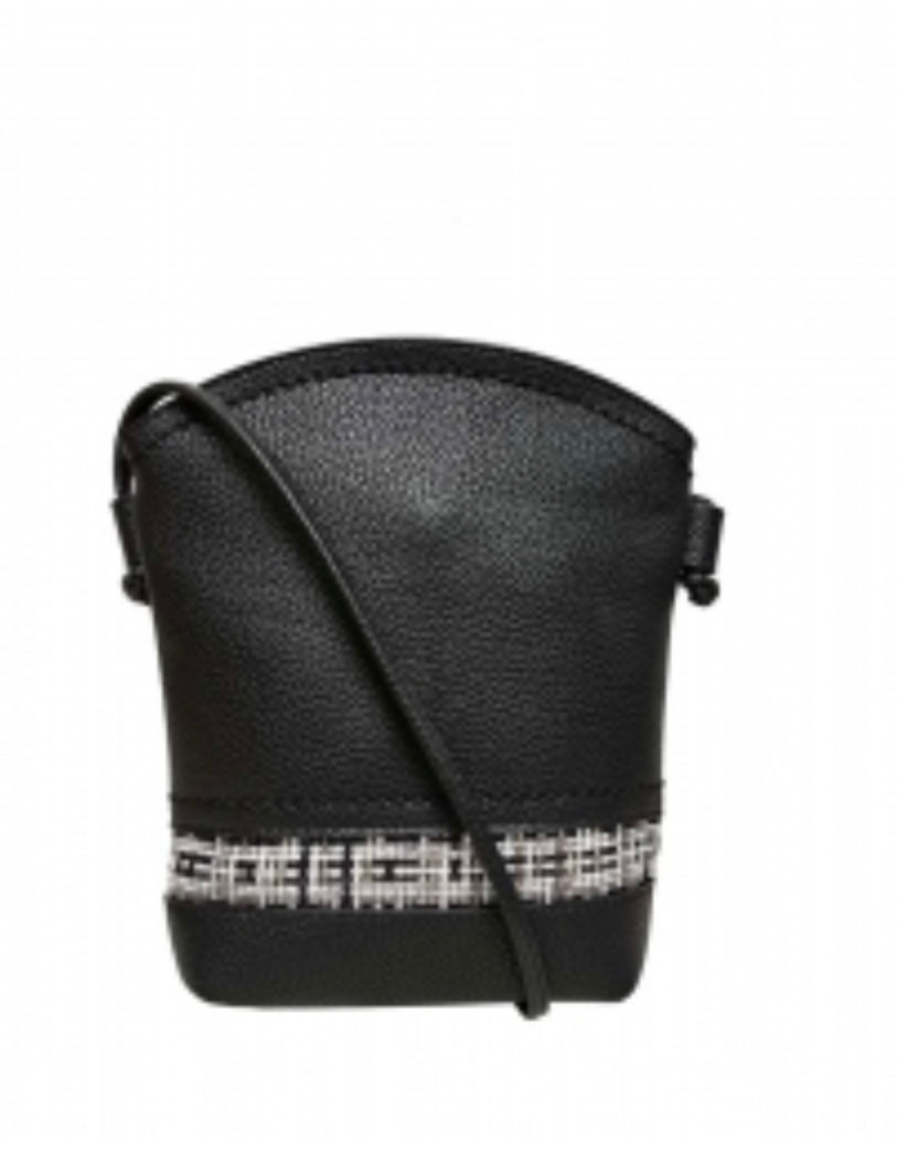 Black small messenger with plaid pattern Pass3680