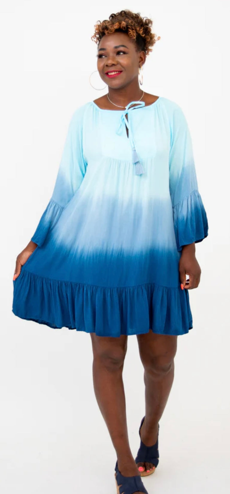 Ellie Dress, Turquoise Dip-Dye