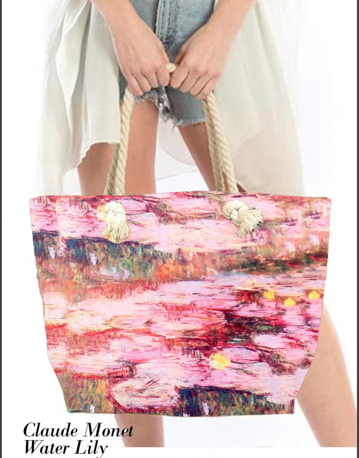 Canvas Tote Water Lily Oil Painting