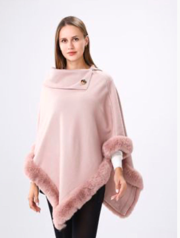 Pink CT200 shawl collar poncho