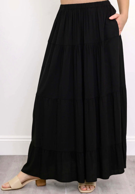Roma Skirt, Black, Linen Bamboo