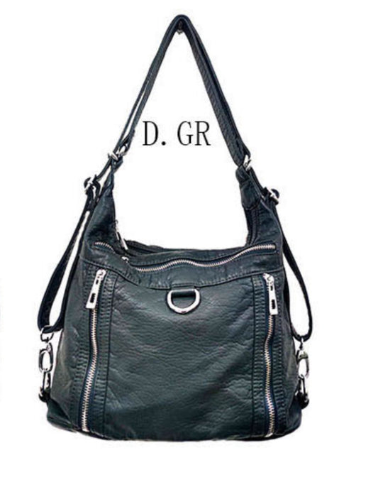 Dark green 3 in 1 with metal loop backpack purse WH2912