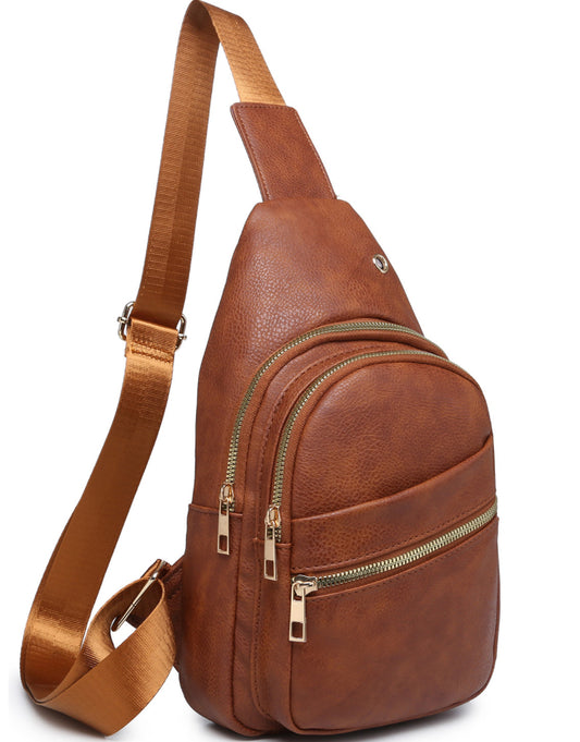 Brown fashion sling backpack BC1191