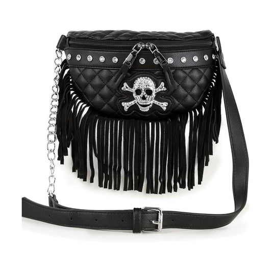 Fringed skull crossbody sling