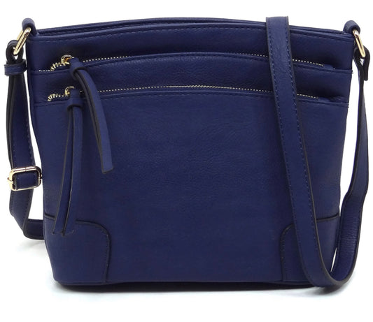 Navy multi zip crossbody WU059