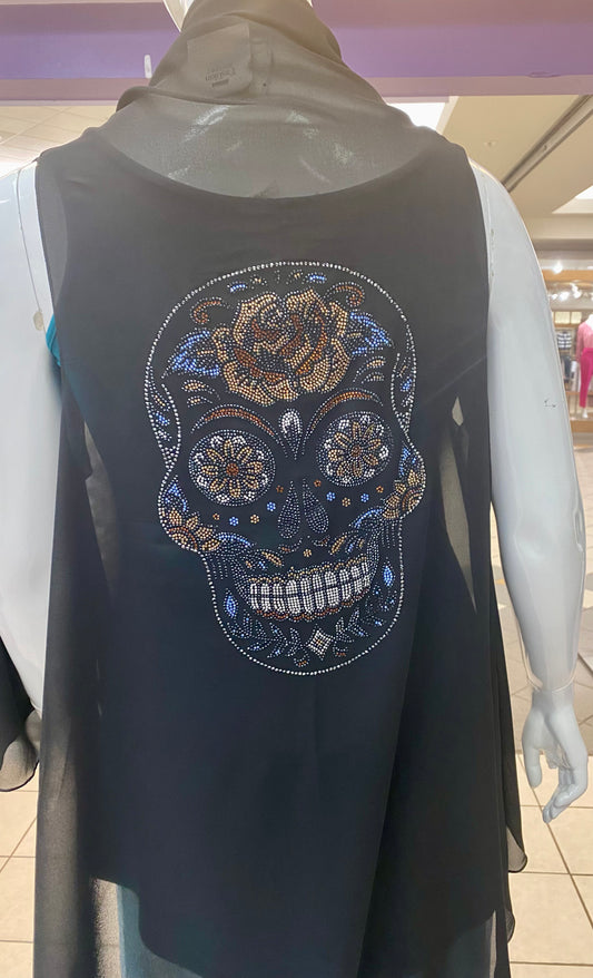 Skull flower bling vest (one size) 30038