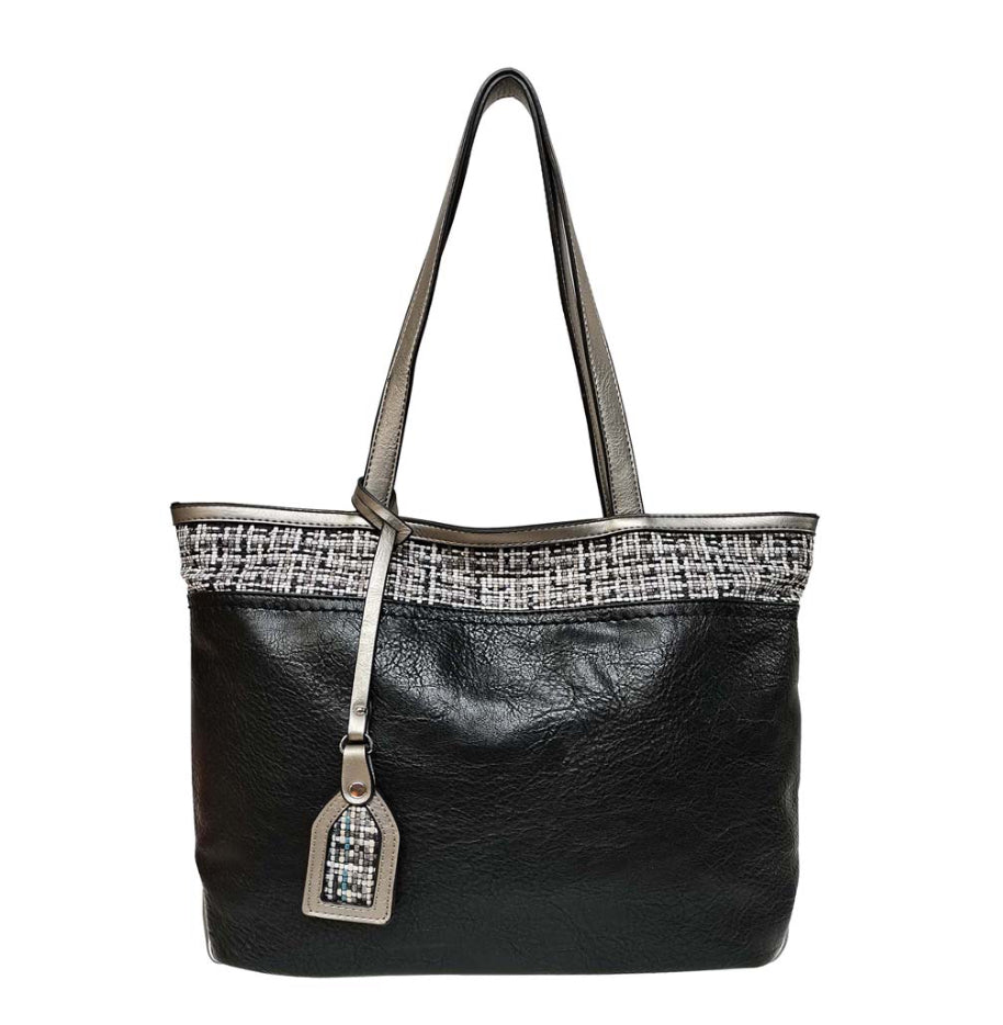 Black 3659KL Handbag with weave pattern
