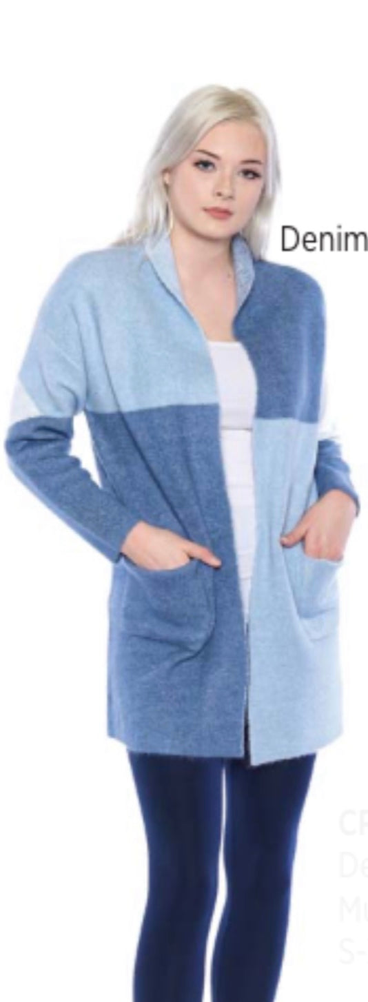 Colourblock blue cardigan PA4756