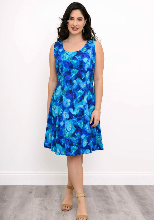 Sara Dress, Ocean Reef, Linen Bamboo