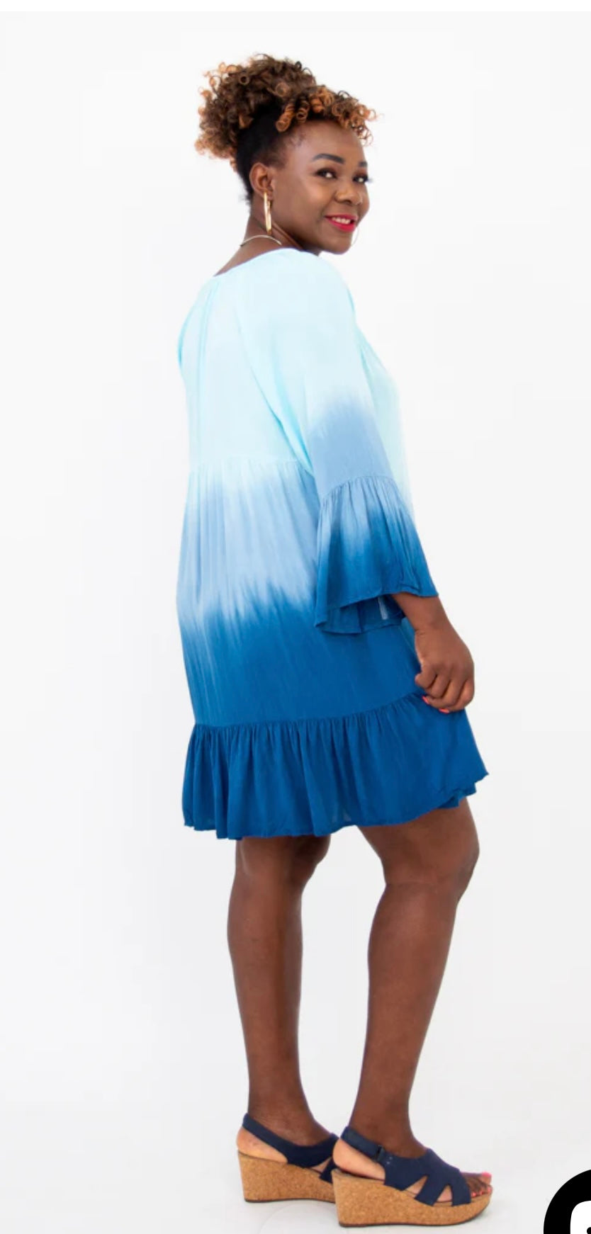 Ellie Dress, Turquoise Dip-Dye