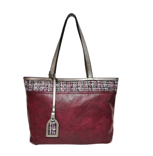 Wine 3659KL Handbag with weave pattern
