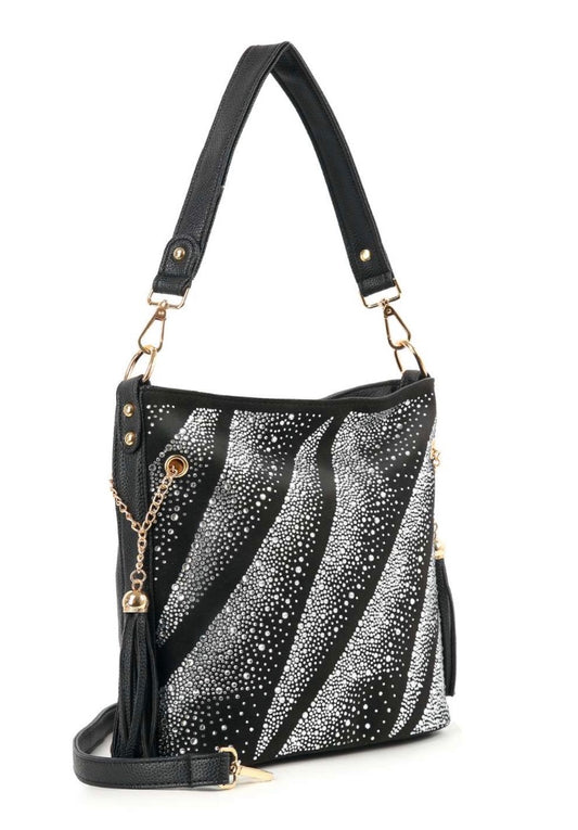 Silver Zig Zag Bling Handbag