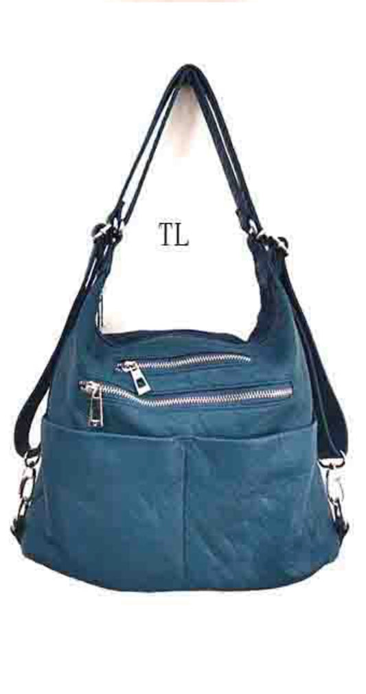 Teal WH3105 3 in 1 style backpack purse with 2 pouches