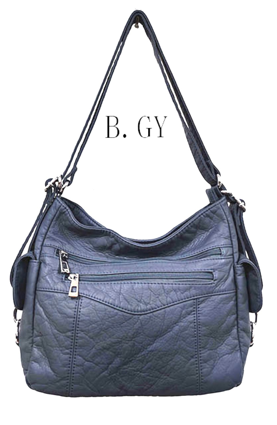 Blue/Grey WH3101 3 in 1 style backpack purse with v front