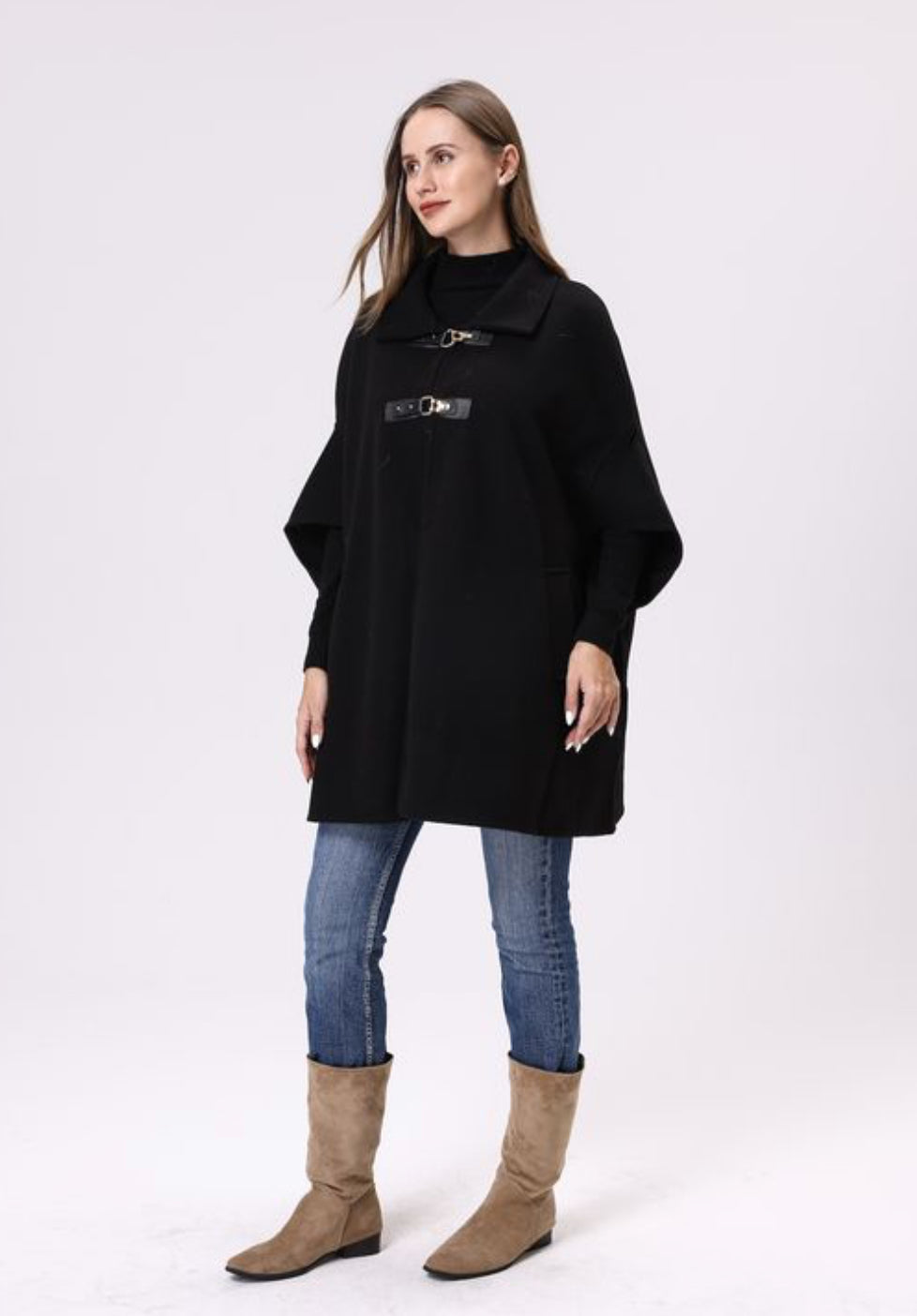 Black cape with buckle closure CT250-76
