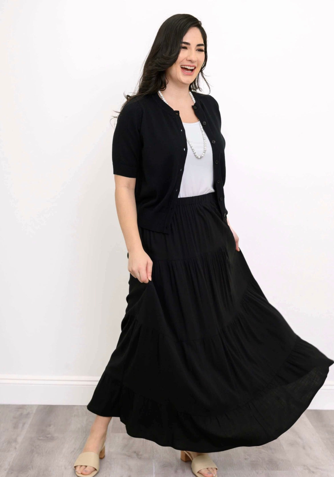 Roma Skirt, Black, Linen Bamboo