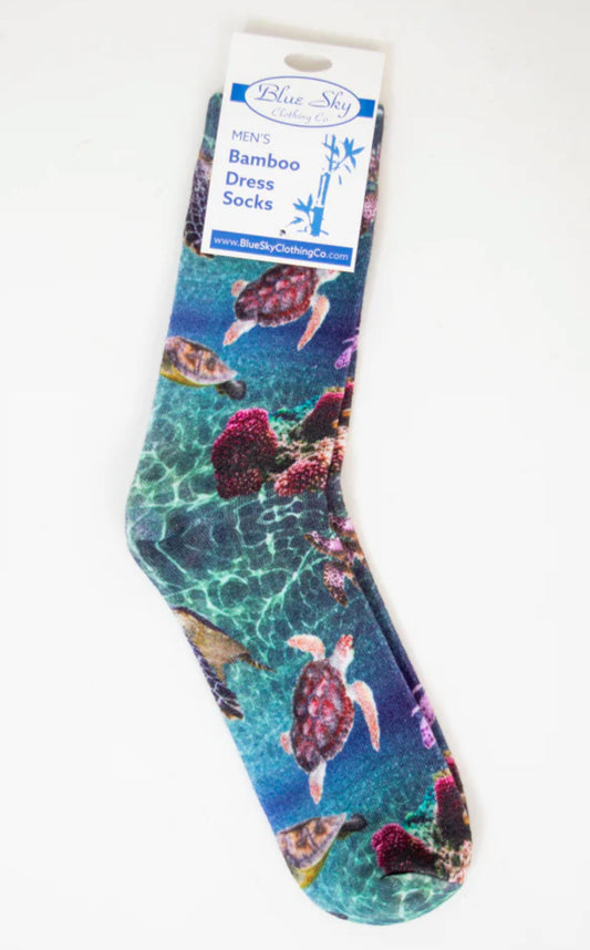 Men's Bamboo Dress Socks, Sea Turtle
