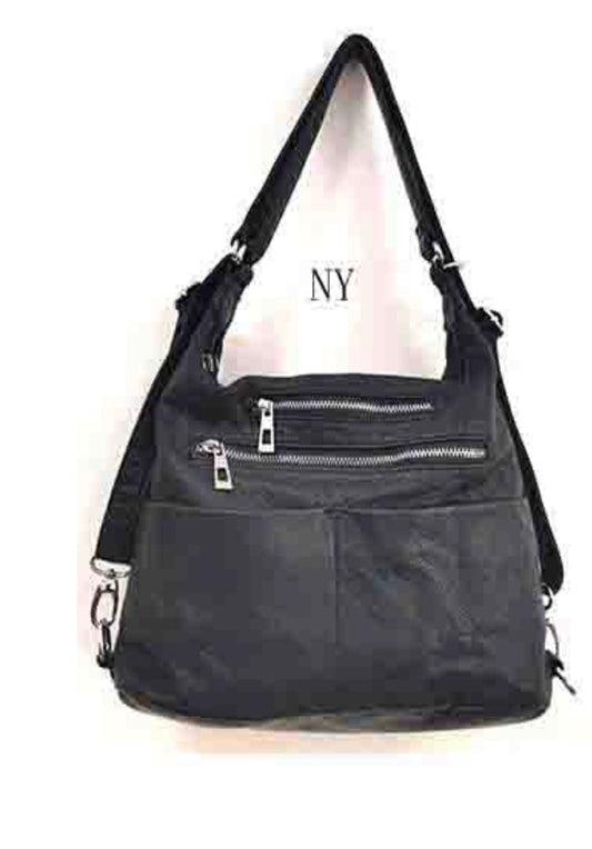 Navy WH3105 3 in 1 style backpack purse with 2 pouches