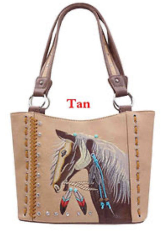 Tan Horse Tote Purse