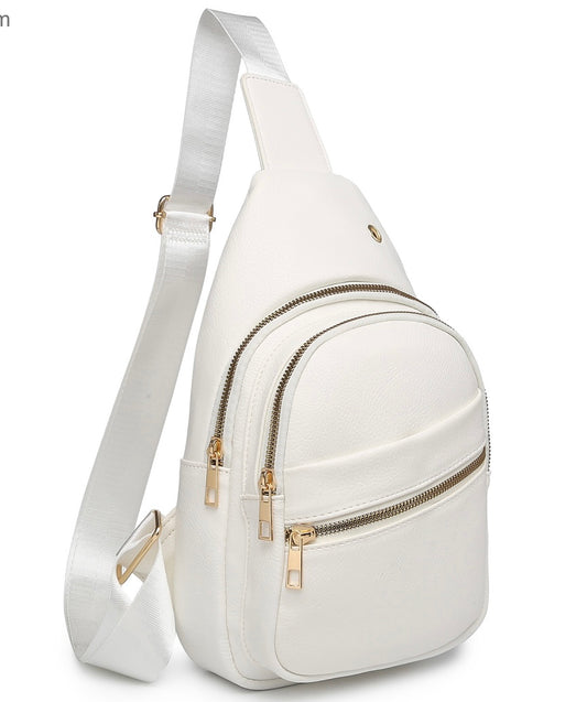 White fashion sling backpack BC1191