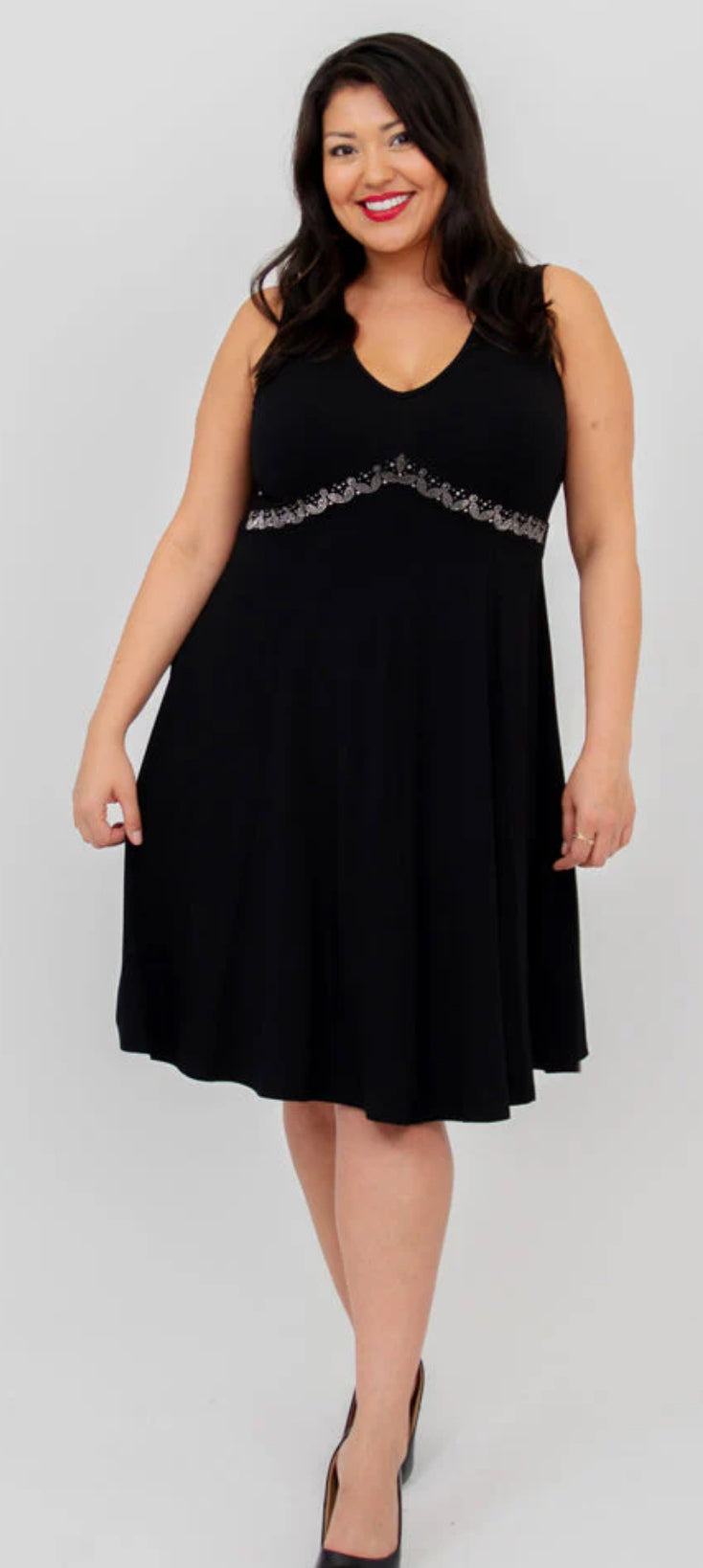 Pamela Dress, Black Diamond, Bamboo