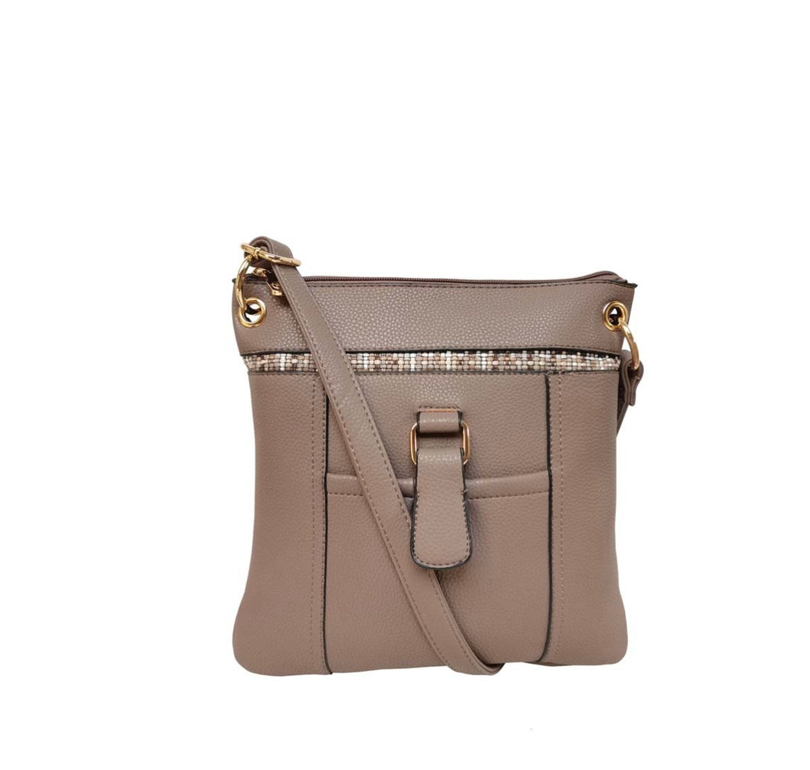 Taupe messenger bag Pass4110