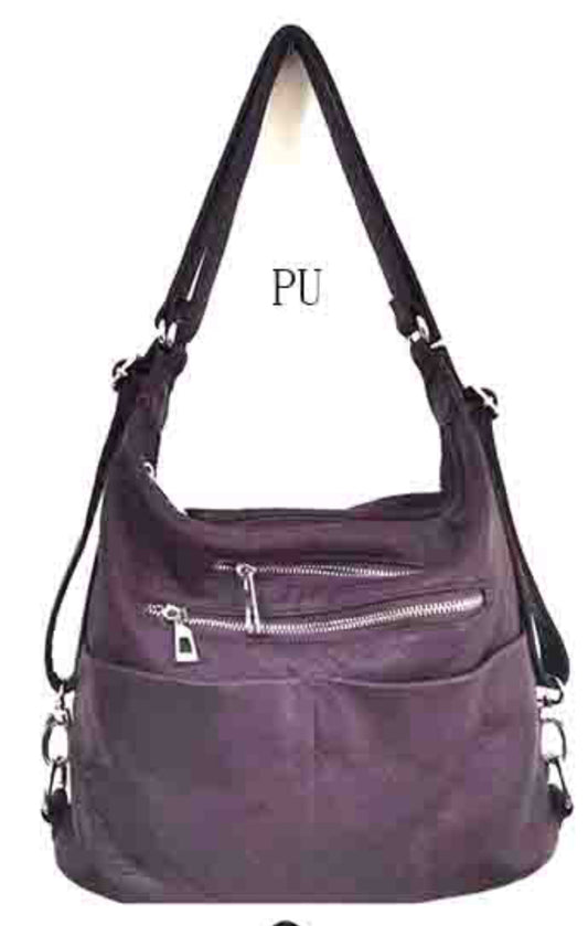 Purple WH3105 3 in 1 style backpack purse with 2 pouches