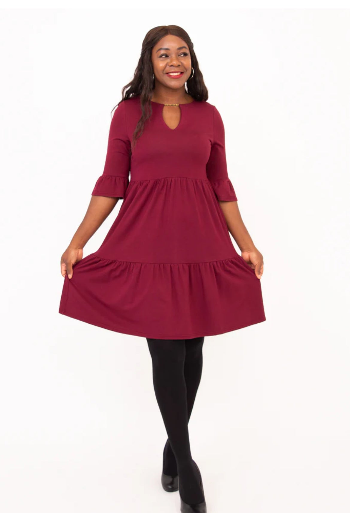 Bernadette Dress, Burgundy, Bamboo