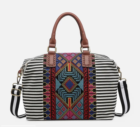 Black Jojo Two-Tone Satchel w/ Guitar Strap M2055