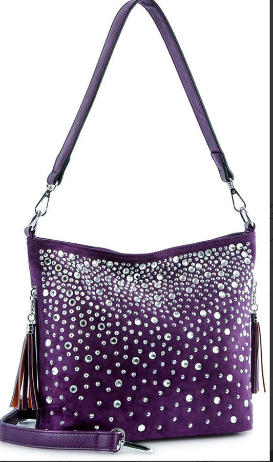 Full glam rhinestone purple purse