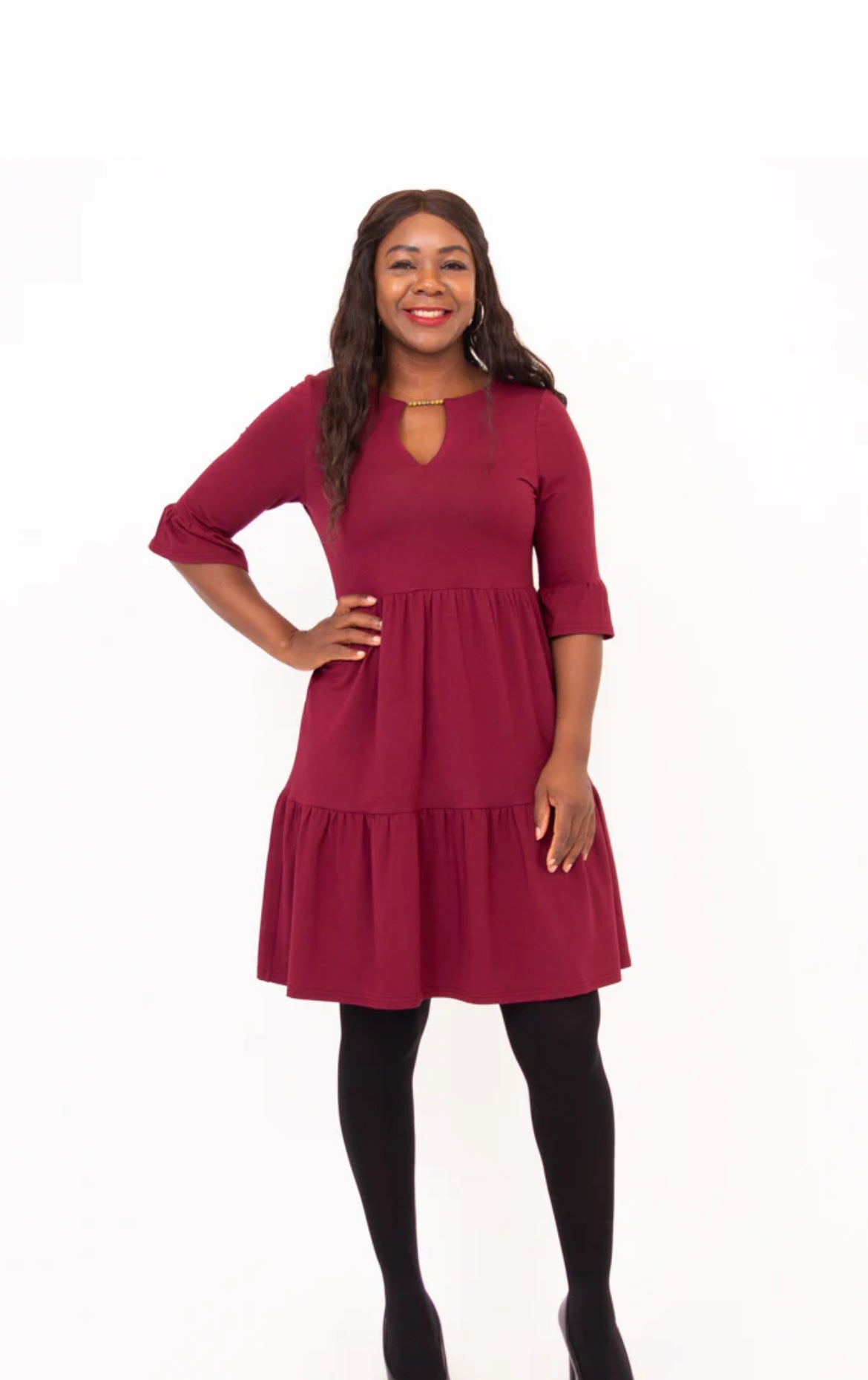 Bernadette Dress, Burgundy, Bamboo