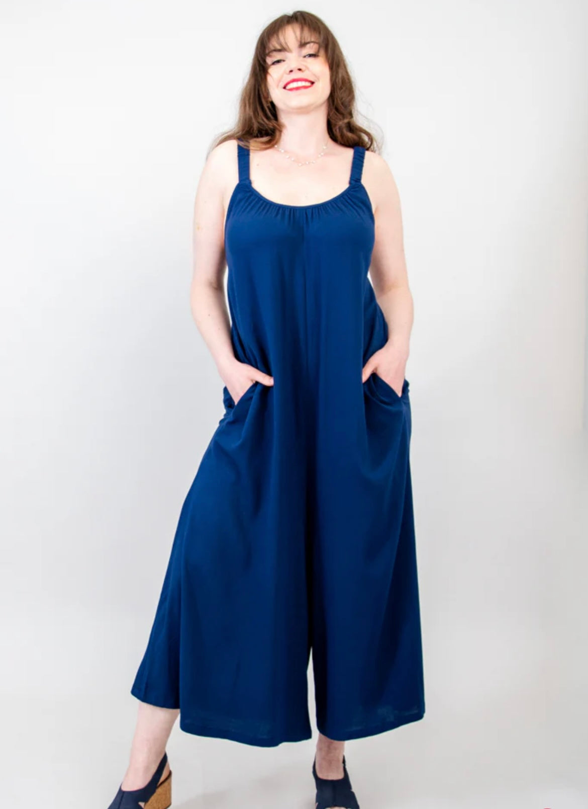 Joanna Jumpsuit, Indigo, Linen Bamboo