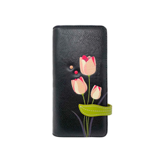 Black Tulip Long Wallet