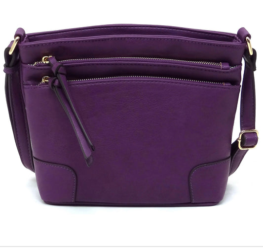 Purple multi zip crossbody WU059