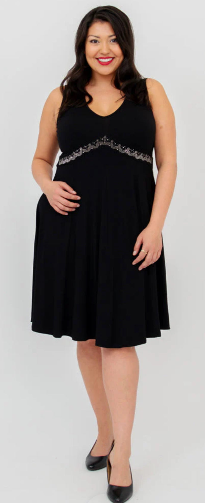 Pamela Dress, Black Diamond, Bamboo