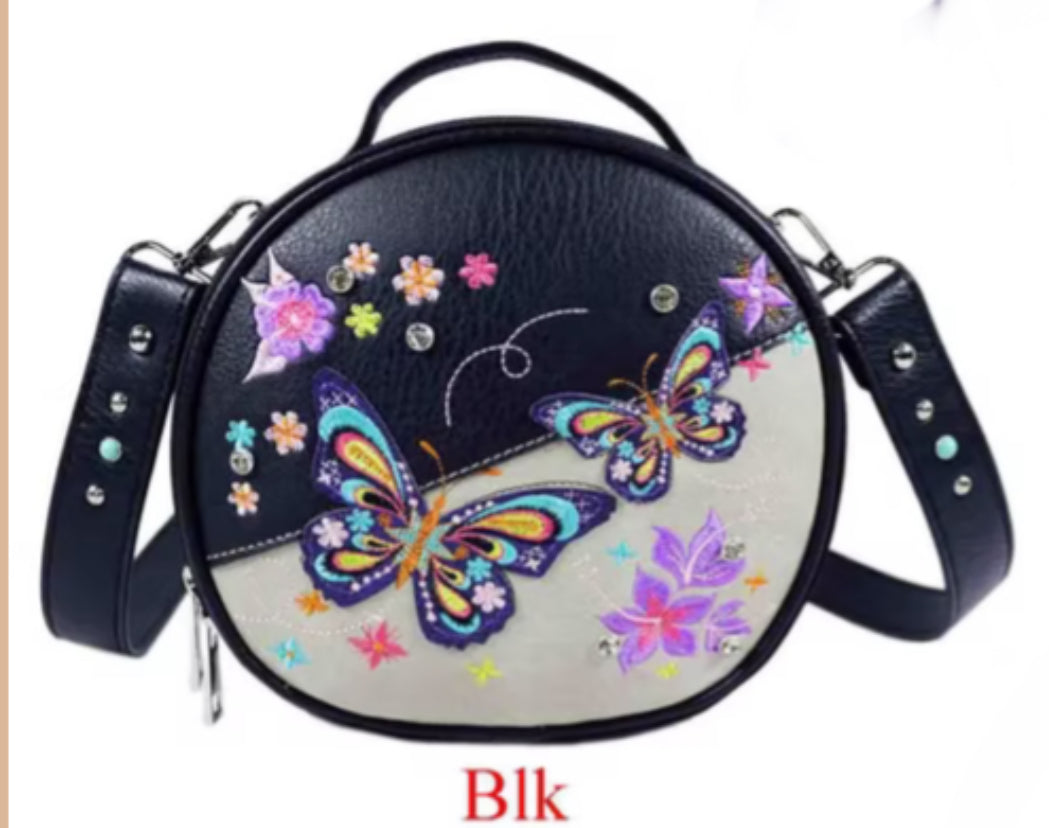 Black Round Butterfly Purse