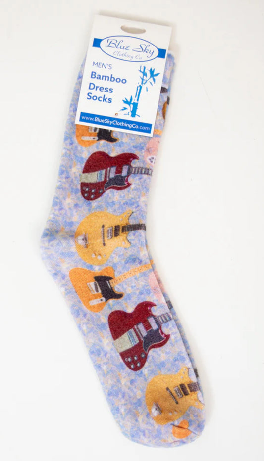 Men's Bamboo Dress Socks, Guitar