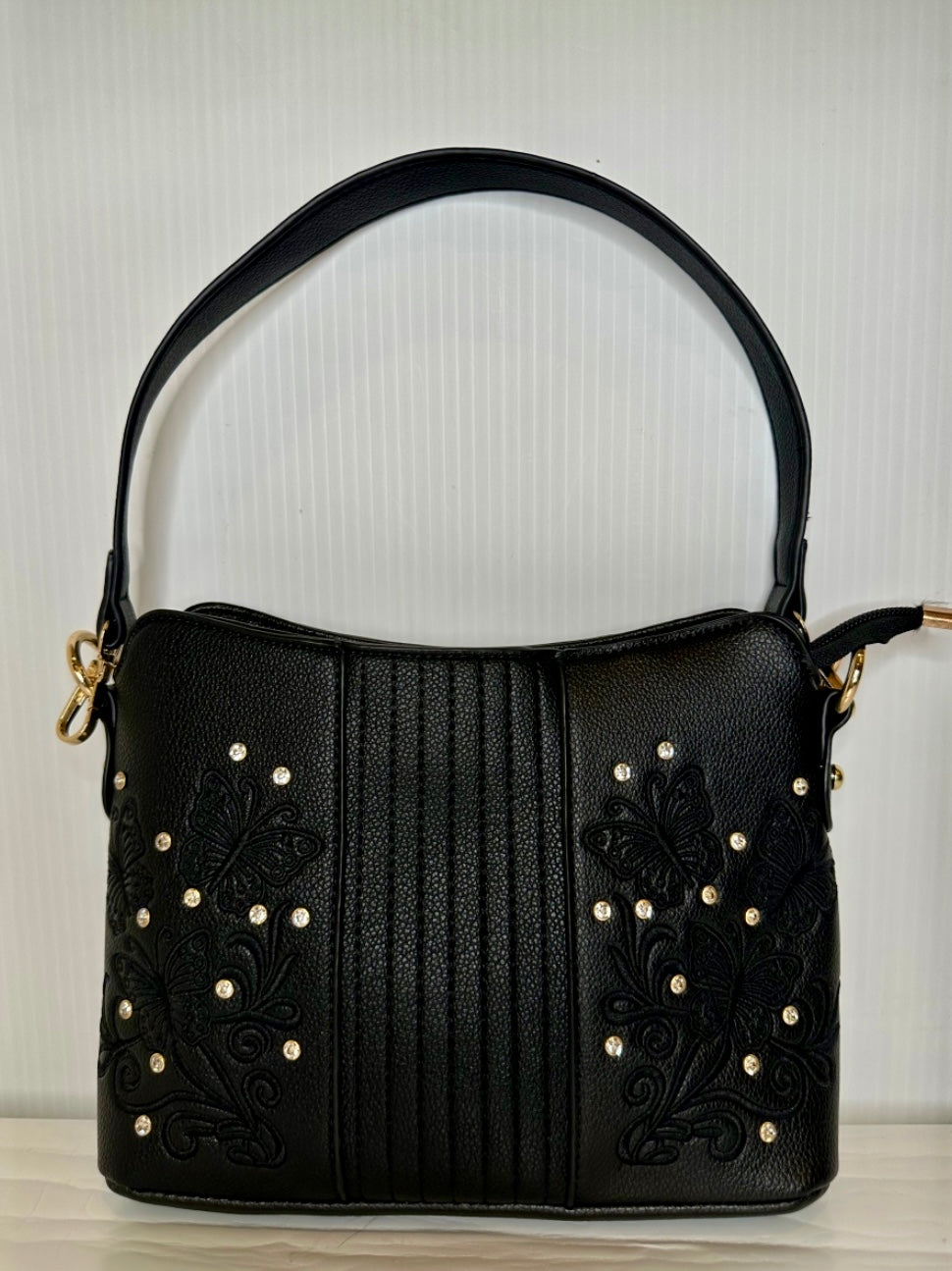 Black Butterfly Embroidered Purse