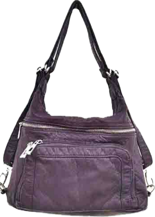 Purple WH3104 3 in 1 style backpack purse with wallet front