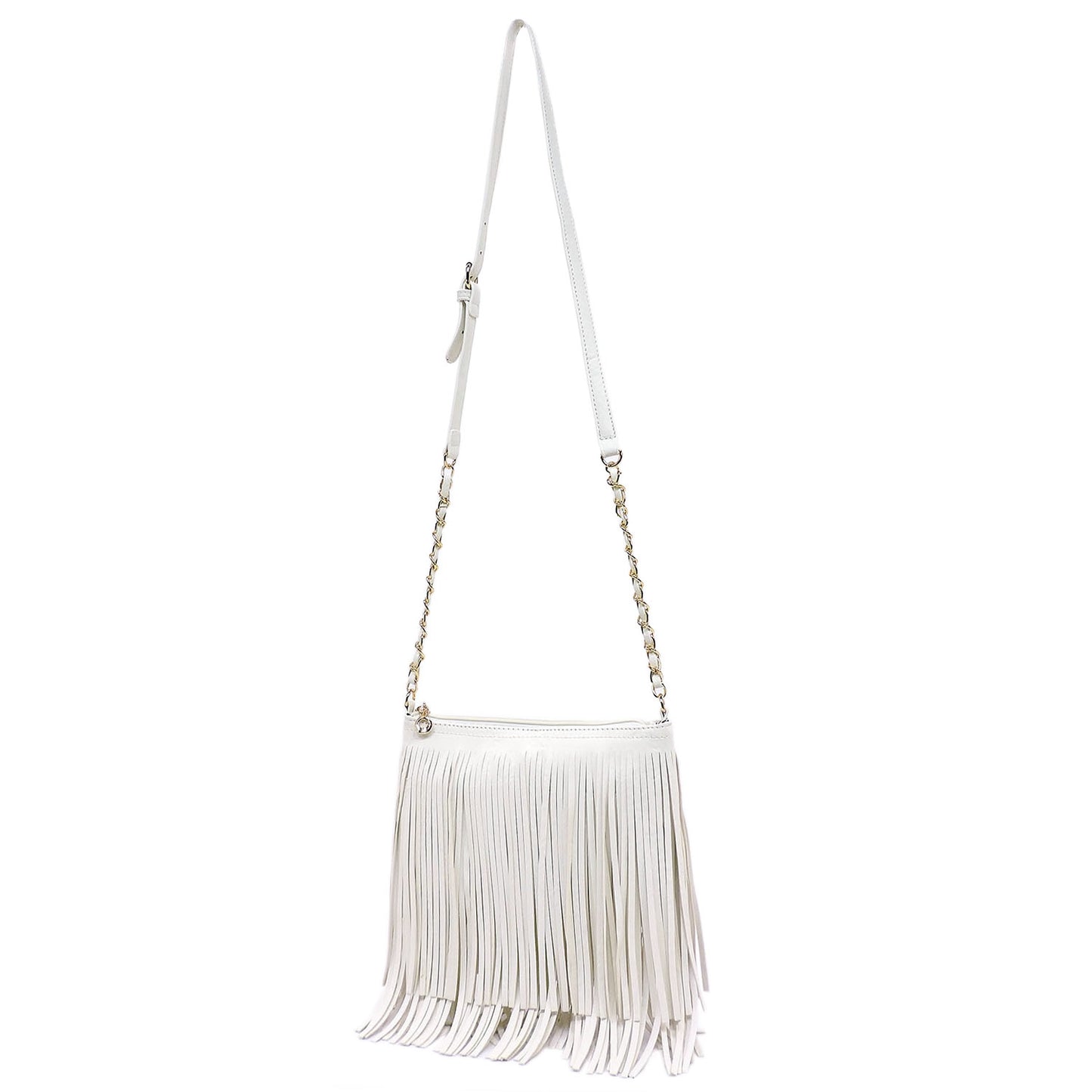 White fringe crossbody bag E031