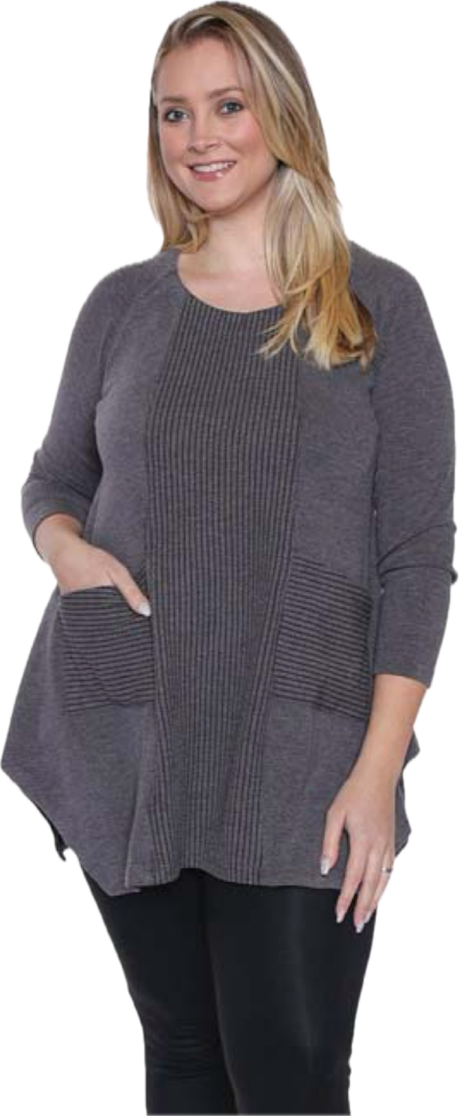 Grey tunic with pockets T5160