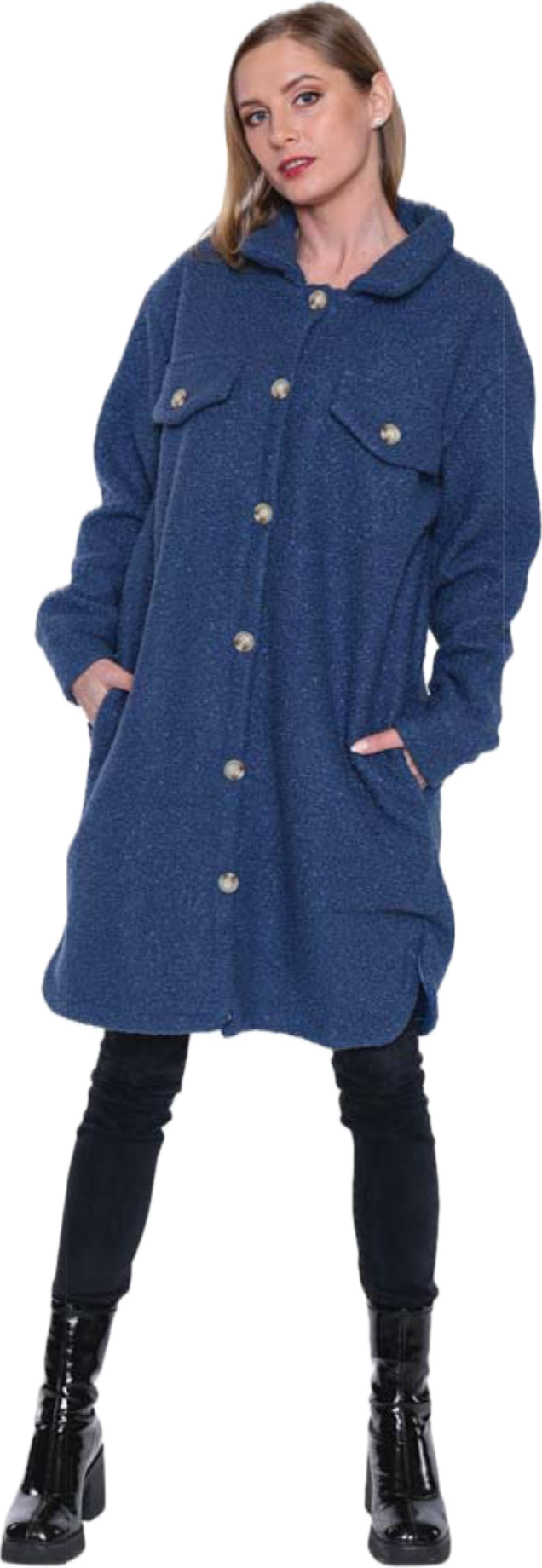 Blue long shacket