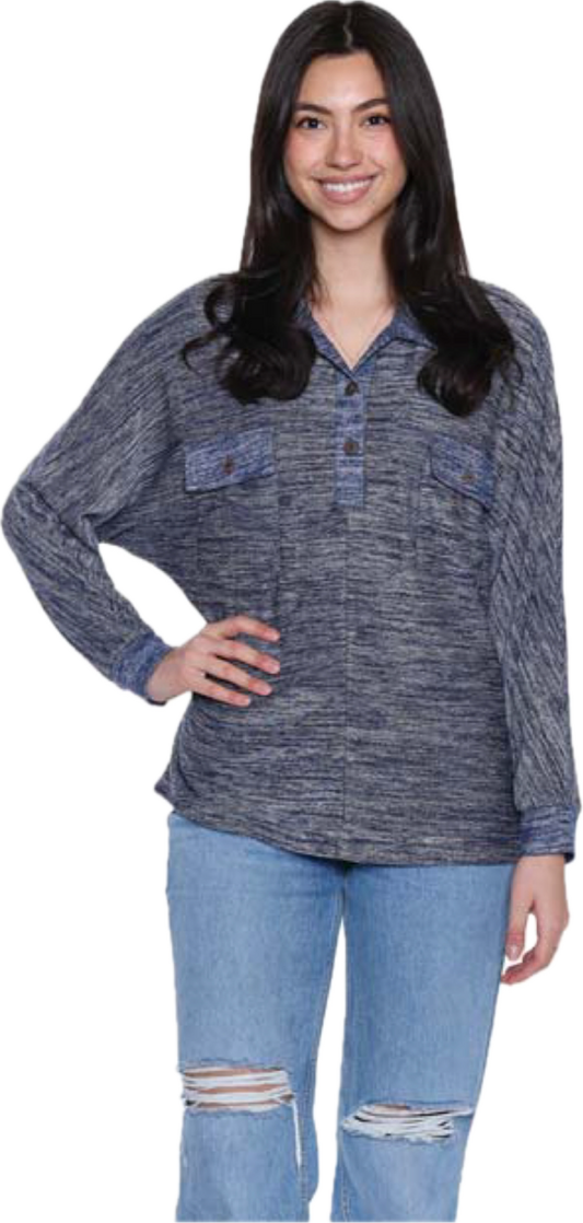 Blue top with pockets T5158