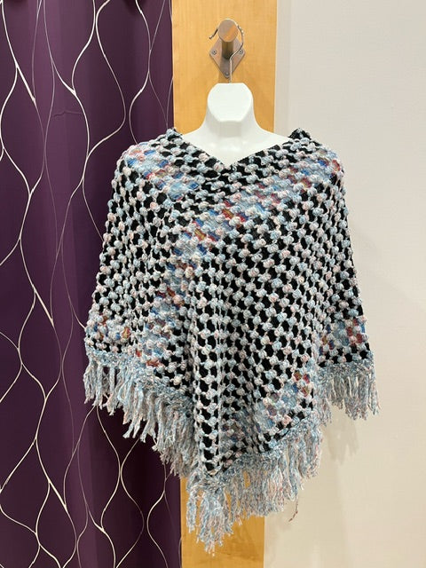 Black/Blue Poncho F11349