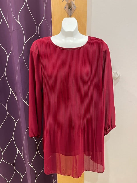 Wine tunic dress with sheer sleeves