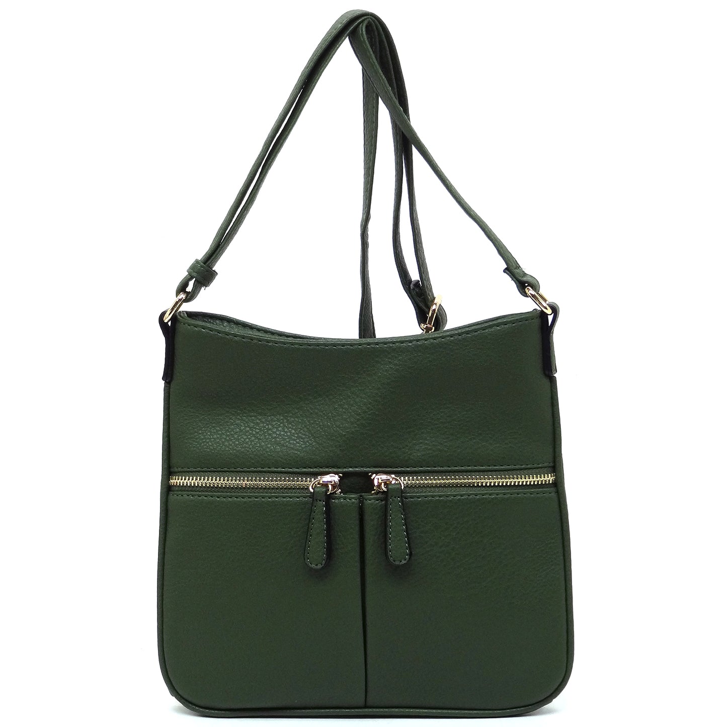 Dark Green front zip pocket crossbody