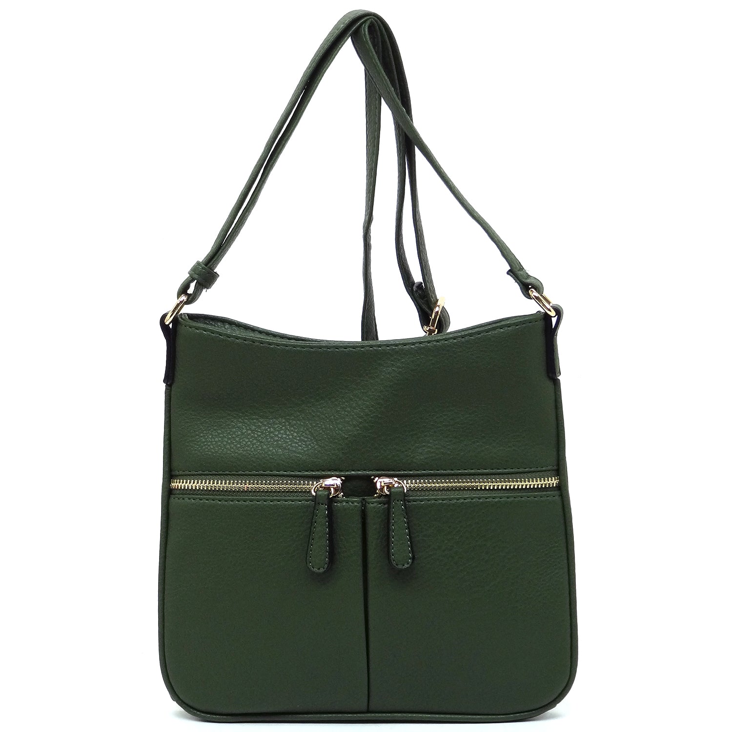 Dark Green front zip pocket crossbody