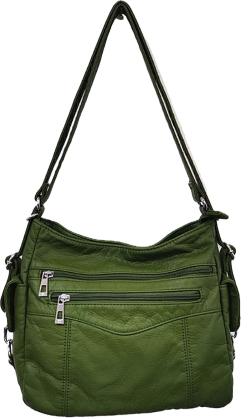 Green WH3101 3 in 1 style backpack purse with v front